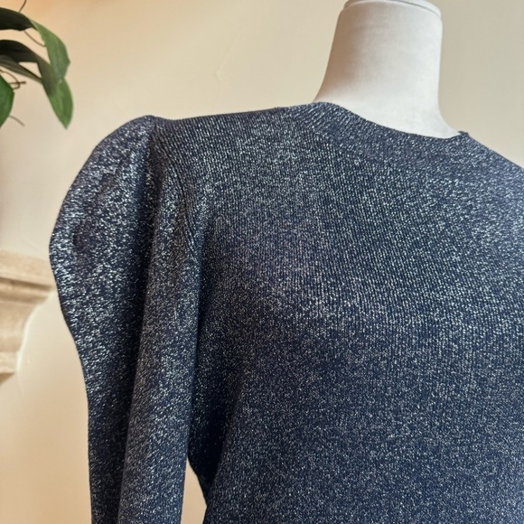 Sachin & Babi Amelie Metallic Knit Blue Knit Puff Long Sleeve Womens Size L - Picture 6 of 16